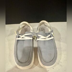 Hey Dude Light Gray Loafers with White Accents